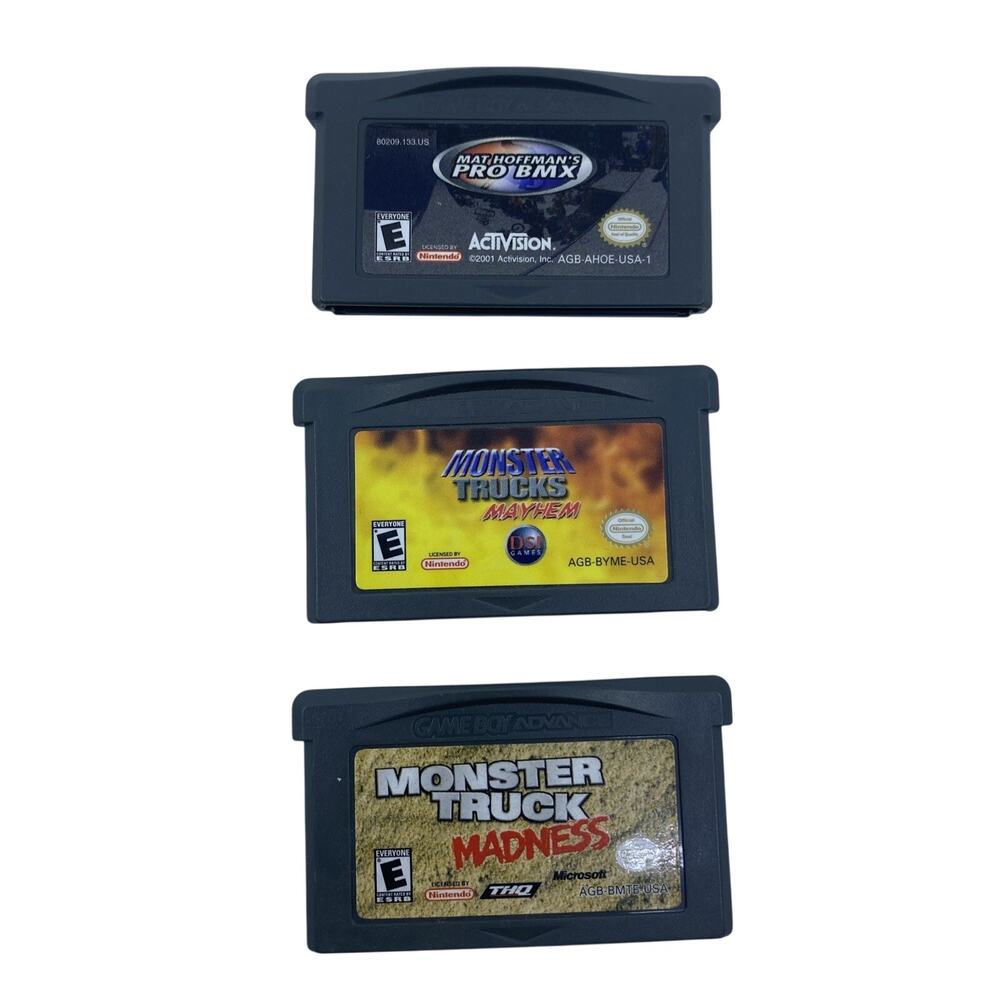 Monster Truck Mayhem Madness & Mat Hoffman's Pro BMX GBA Game Boy Advance Lot
